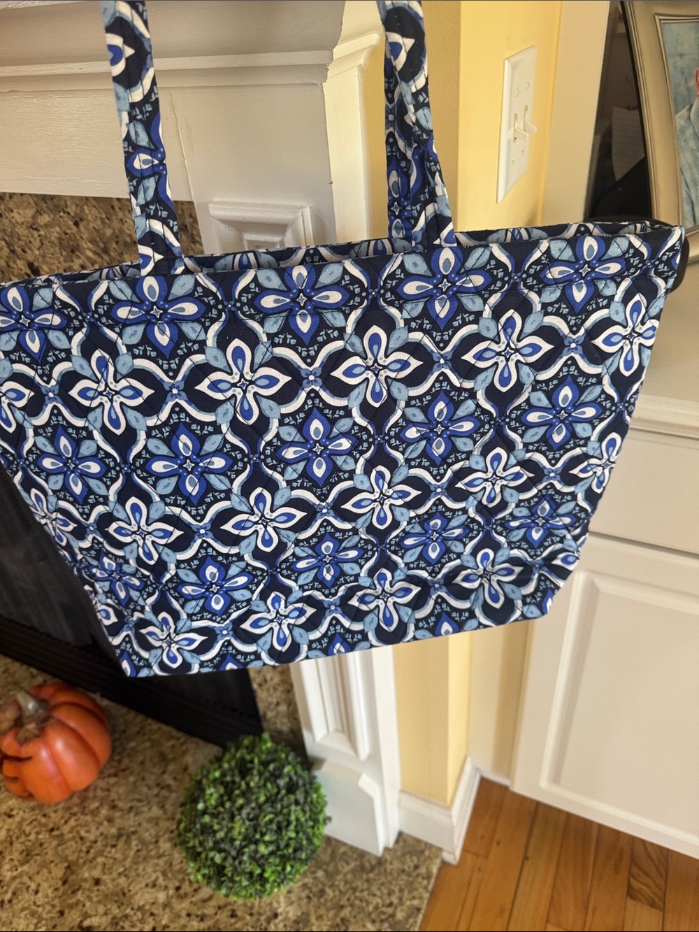Vera Bradley Navy and Light Blue Quilted Tote NWT